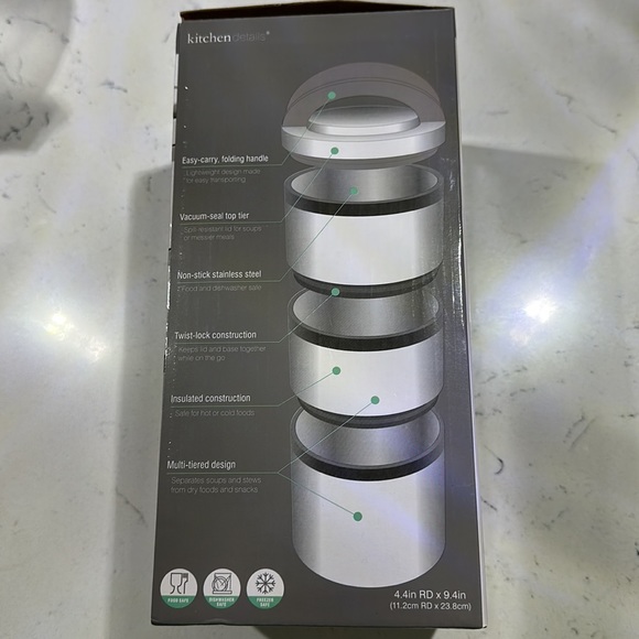 Kitchen Details 3 Tier Pink Insulated Lunch Box - Picture 3 of 5